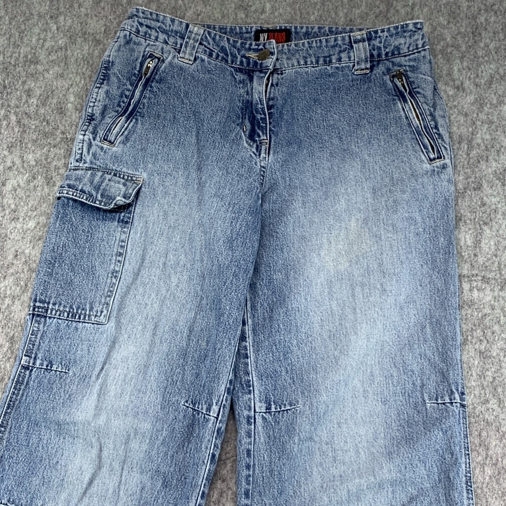 VTG Y2K NY JEANS Women's Baggy Carpenter Articulated Leg 100% Cotton - Size 4 - Picture 3 of 15
